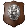 CREST IN METALLO SMALTATO BASE LEGNO 22,5X17,5CM 184 NEMBO 3D