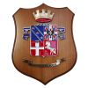CREST IN METALLO SMALTATO BASE LEGNO 22,5X17,5CM RGT PIEMONTE CAVALLE. 2