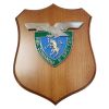CREST IN METALLO SMALTATO BASE LEGNO 22,5X17,5CM REP SUP. TAT.TAURINENSE