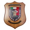 CREST IN METALLO SMALTATO BASE LEGNO 22,5X17,5CM REP OPER.GENIO INFRAST.