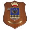 CREST IN METALLO SMALTATO BASE LEGNO 22,5X17,5CM 7 RGT AVES VEGA