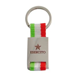 PORTACHIAVI METALLO E TESSUTO BANDIERA ITALIANA