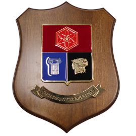 CREST IN METALLO SMALTATO BASE LEGNO 22,5X17,5CM CENTRO TEC.LOG.INT. NBC