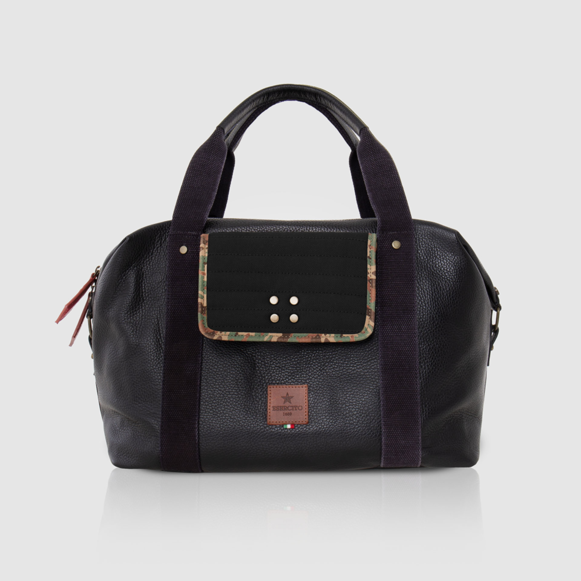 WEEKENDER IN PELLE E CANVAS IMBOTTITO CON FINITURE CAMO