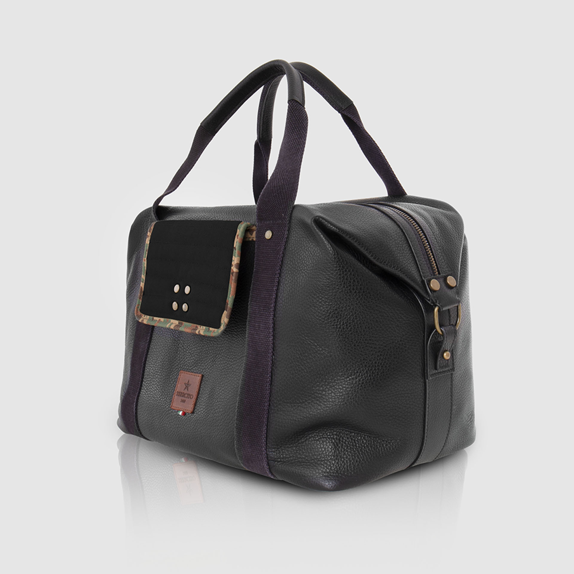 WEEKENDER IN PELLE E CANVAS IMBOTTITO CON FINITURE CAMO