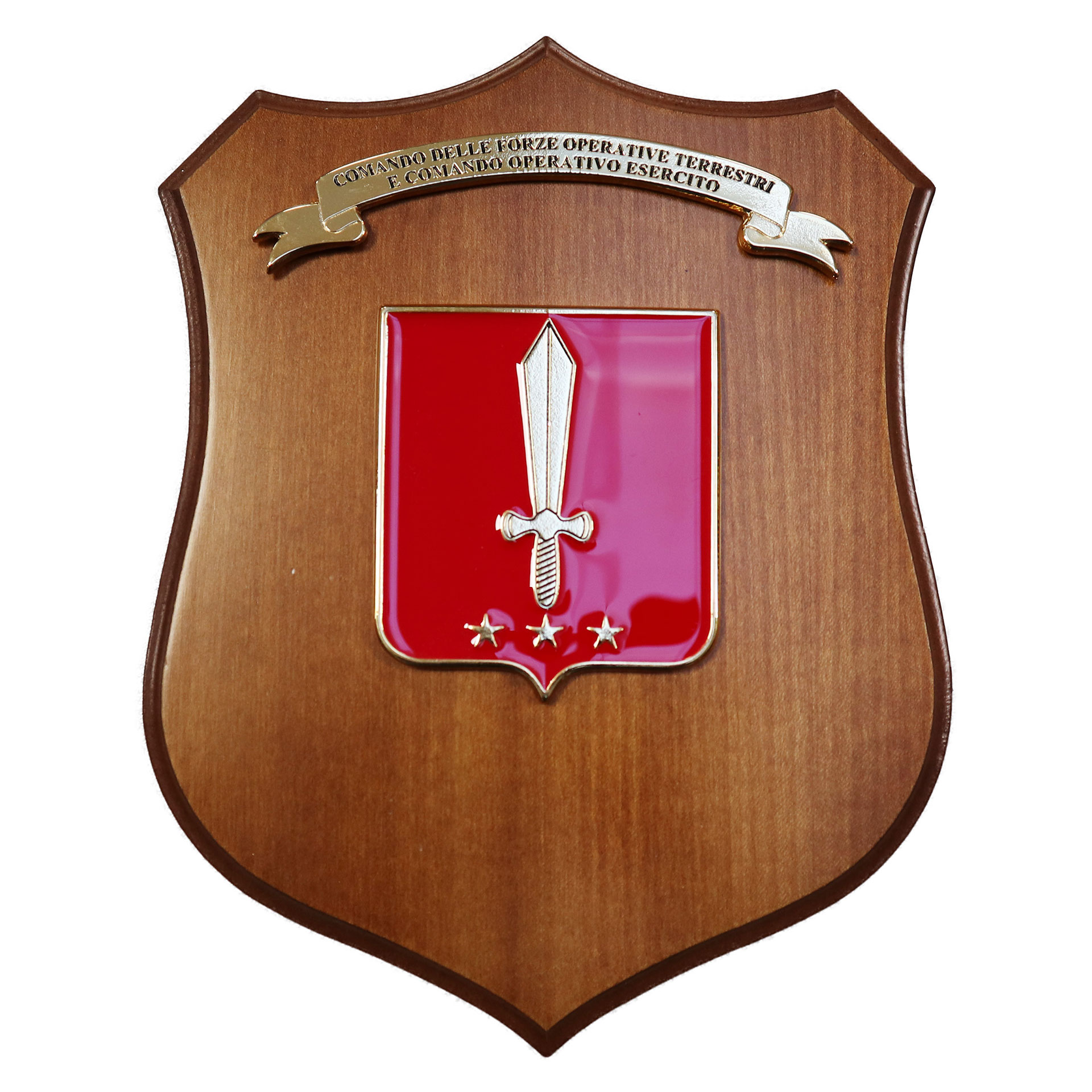 CREST IN METALLO SMALTATO BASE LEGNO 22,5X17,5CM COMFOTER