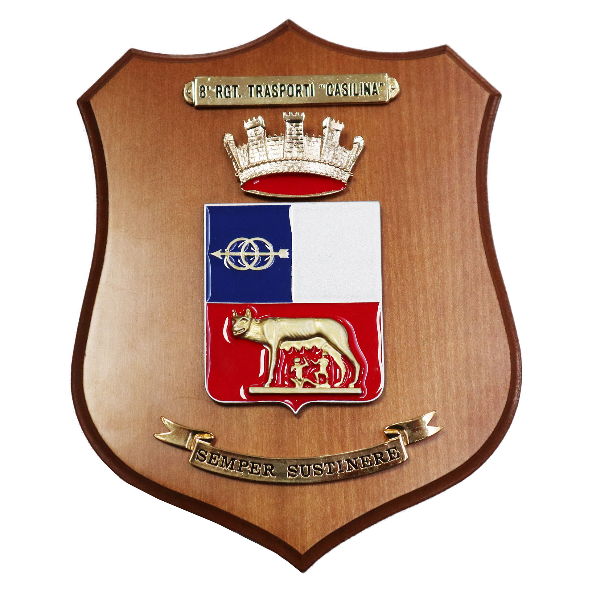 CREST IN METALLO SMALTATO LEGNO CL3 22 X 17 CM 8 RGT TRASPORTI CASILINA