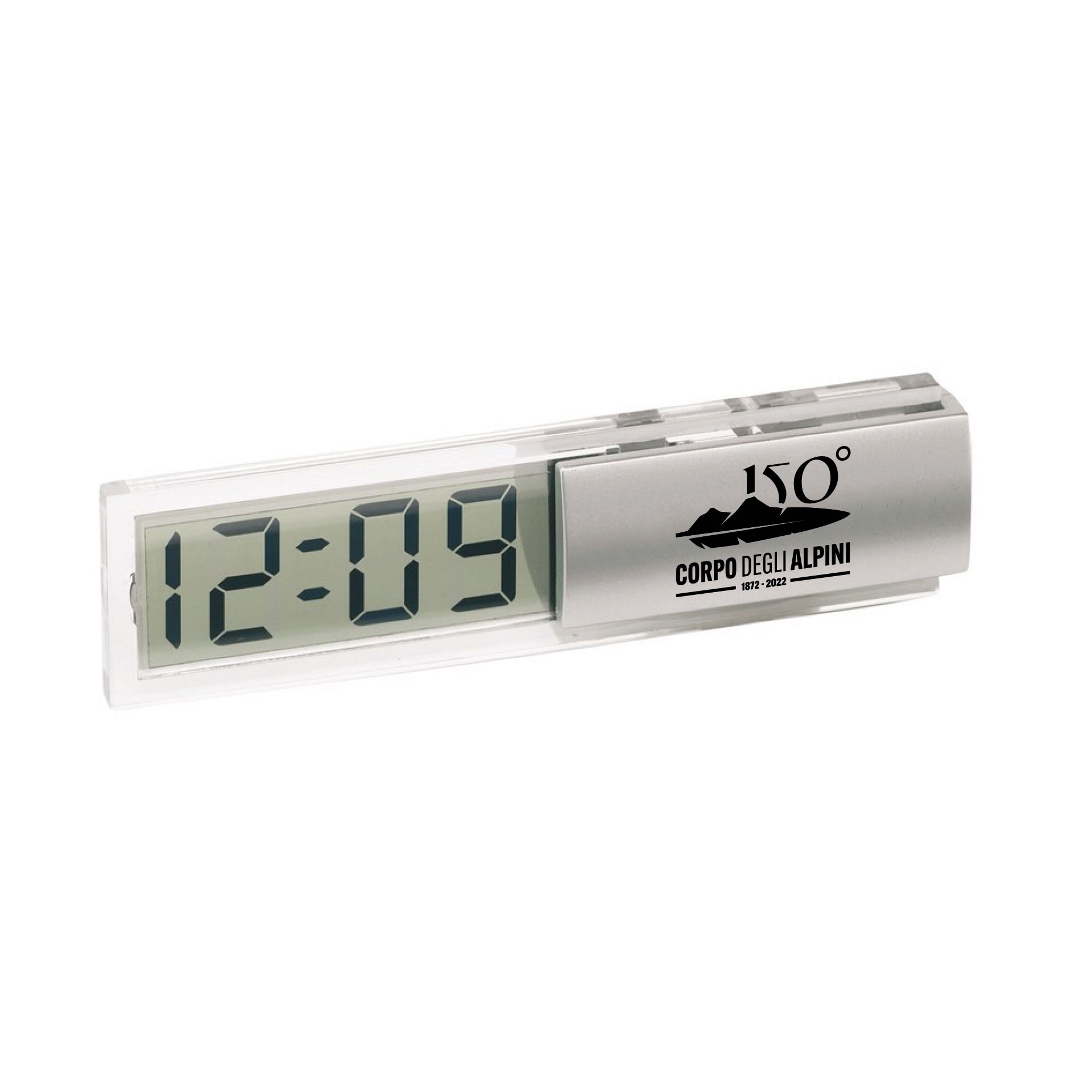OROLOGIO DA SCRIVANIA LCD E DATARIO LOGO STAMPATO MONOCROMATICO