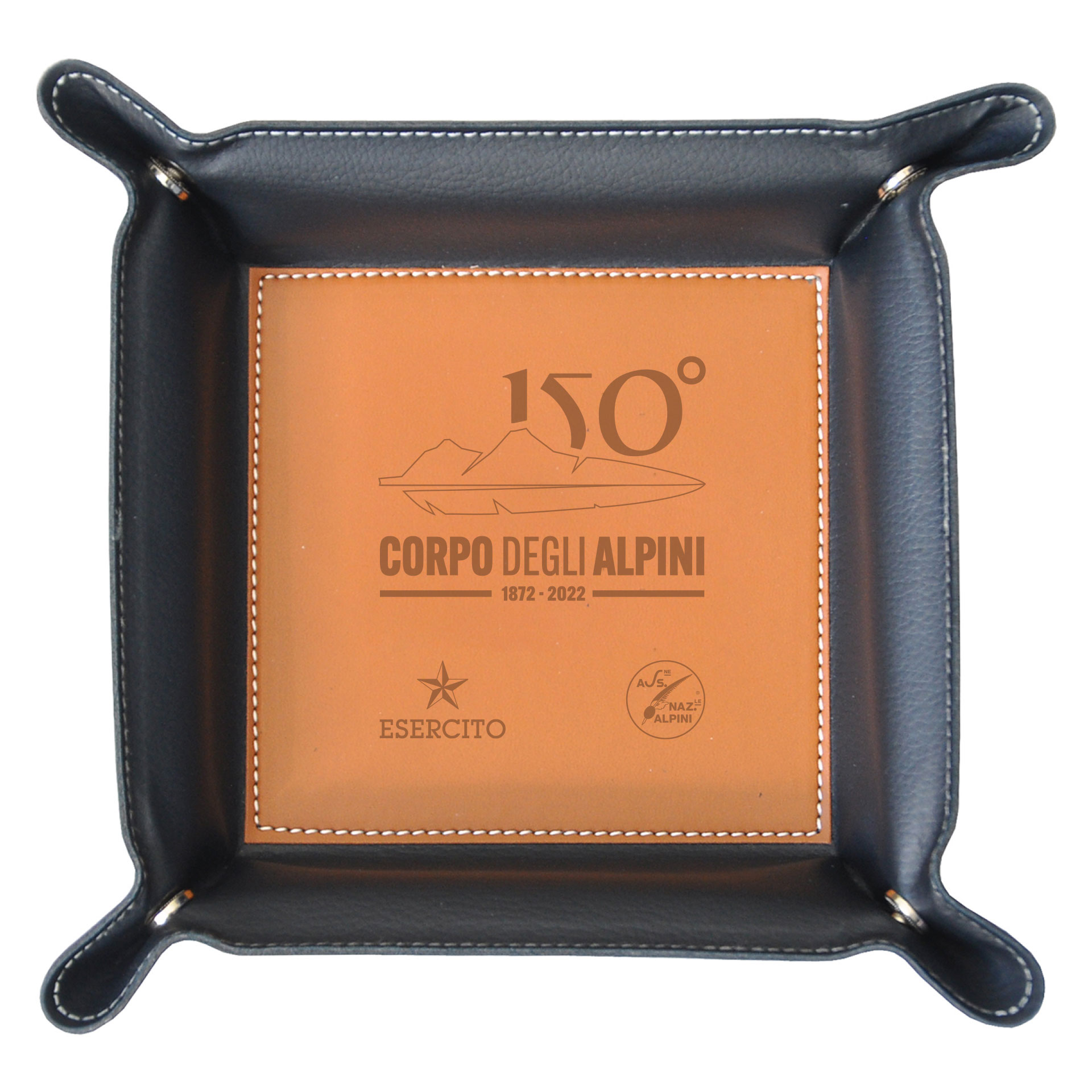 VUOTATASCHE IN SIMILPELLE BLU NAVY, INTERNO MARRONE