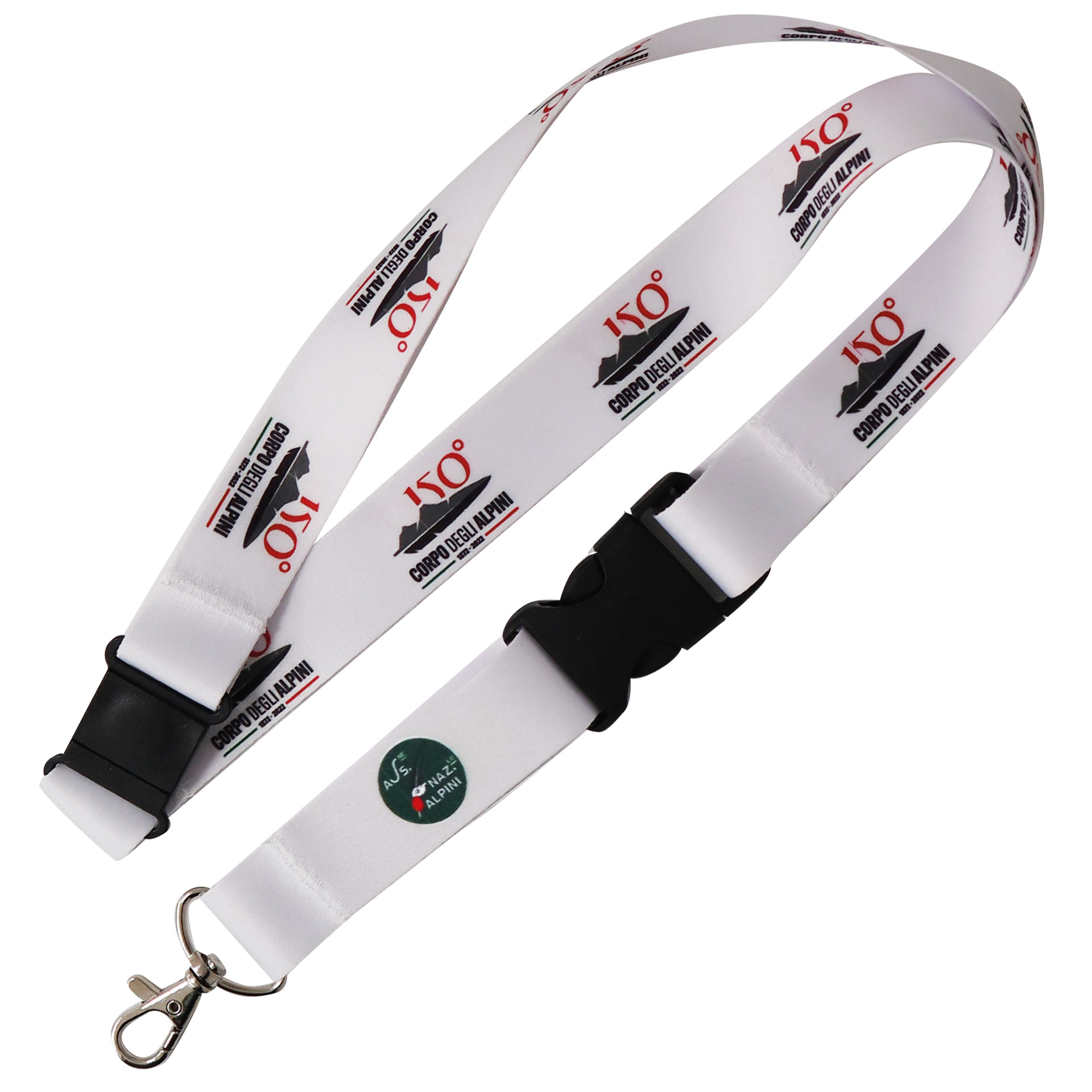 PORTAPASS CON LOGO STAMPATO E SGANCIO DI SICUREZZA, NASTRO DA 25 MM