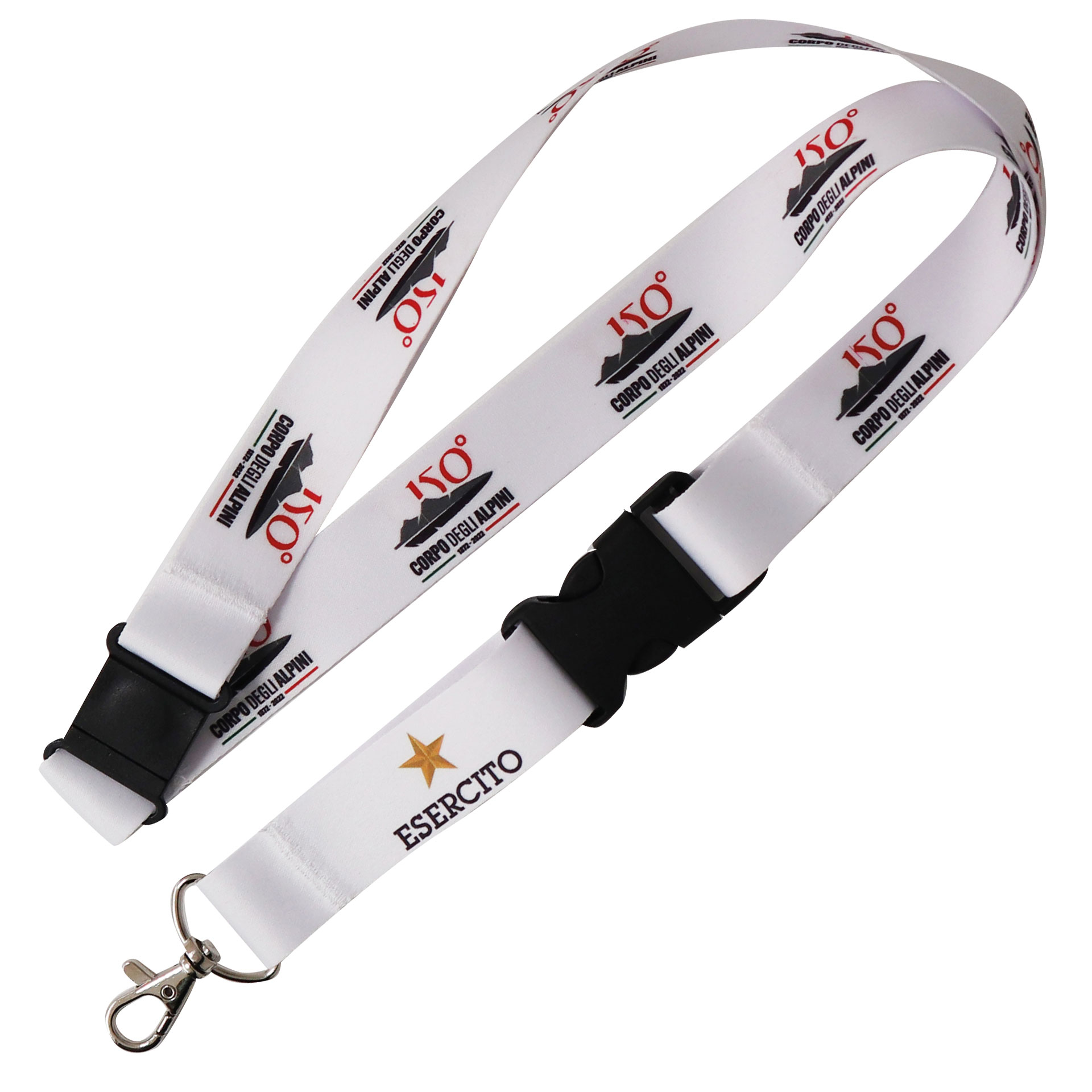 PORTAPASS CON LOGO STAMPATO E SGANCIO DI SICUREZZA, NASTRO DA 25 MM